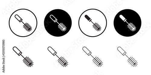 Bottle sweeper cleaning brush icon outline collection or set in black and white