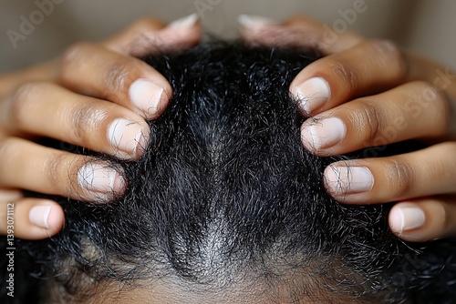 Woman's hands on her scalp