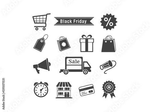 Elegant line art illustration of two man or women shopping on Black Friday. set of black and white icons perfectly captures the essence of Black Friday shopping. Hand-drawn Black Friday Shopping Icons
