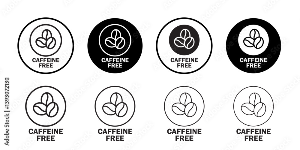 coffeine free icon outline collection or set in black and white coffeine free icon outline collection or set in black and white