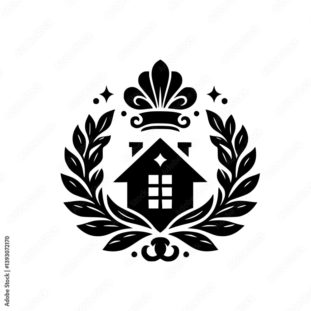 Fototapeta premium Elegant Black and White Real Estate Crest Logo