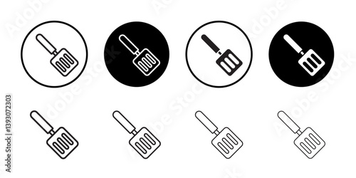 Cooking spatula icon outline collection or set in black and white