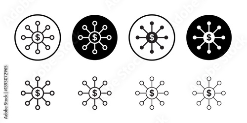 Diversified investment icon outline collection or set in black and white