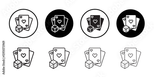 Gambling icon outline collection or set in black and white