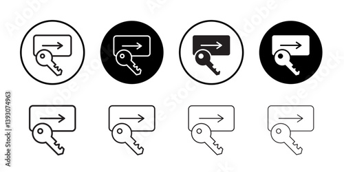Keycard access icon outline collection or set in black and white