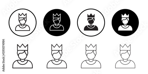 King icon outline collection or set in black and white