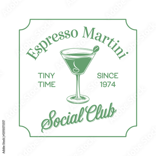 Espresso Martini Social Club Tiny Time Cocktails Since 1974, Framed in Vintage Green