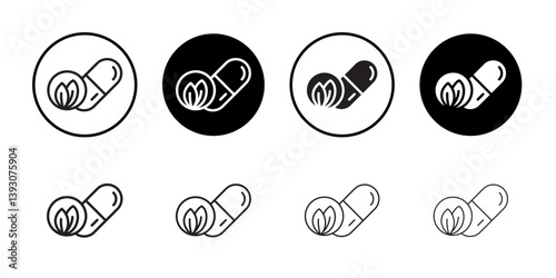 Natural medicine icon outline collection or set in black and white
