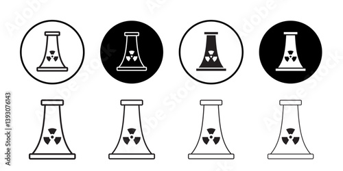 Nuclear power plant icon outline collection or set in black and white