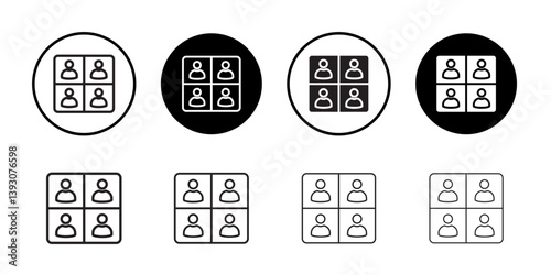 People segmentation icon outline collection or set in black and white
