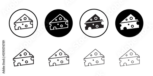 piece of cheese icon outline collection or set in black and white