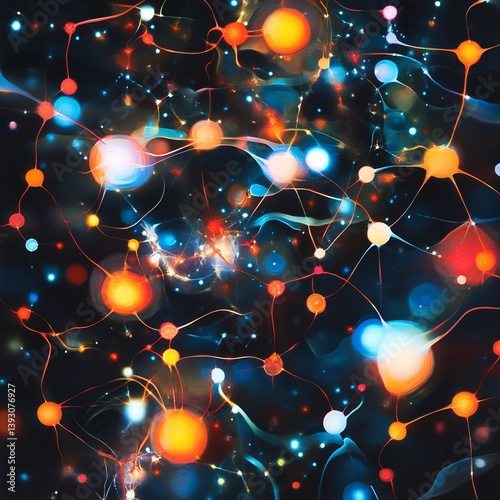 Abstract interpretation of molecular polarity dynamic glowing shapes representing positive and negative charges arranged in a precise and visually captivating scientific layout