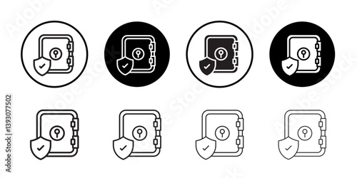 Safe vault box icon outline collection or set in black and white