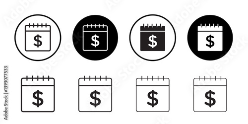 salary payday icon outline collection or set in black and white