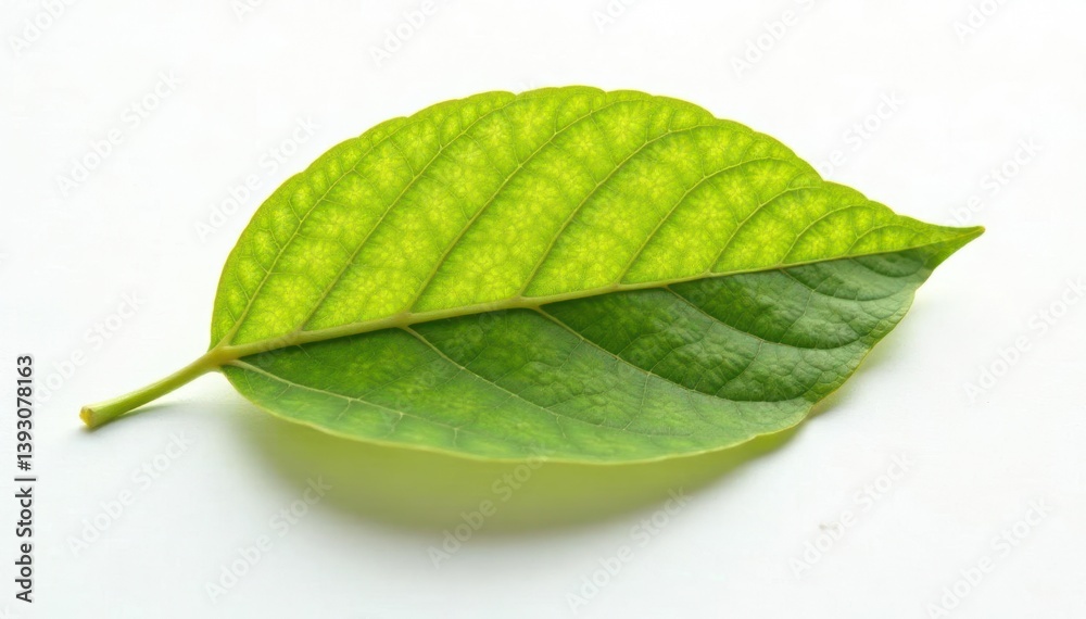 Obraz premium single leaf with veins isolated on white background, botanical, delicate, organic