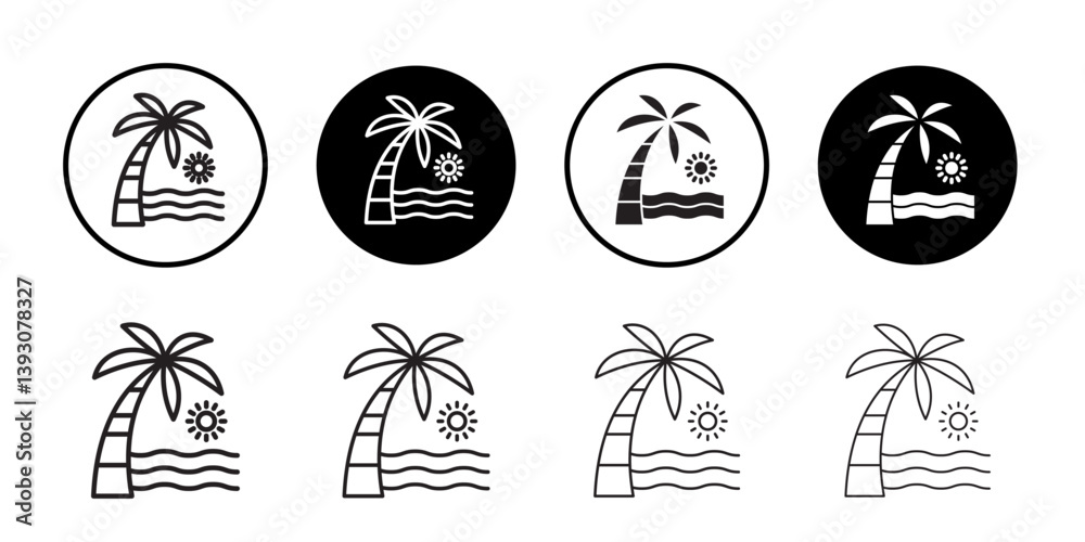 Summer holiday icon outline collection or set in black and white Summer holiday icon outline collection or set in black and white