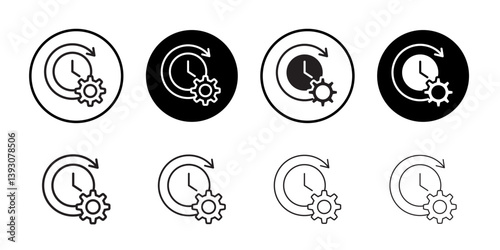 Time management icon outline collection or set in black and white