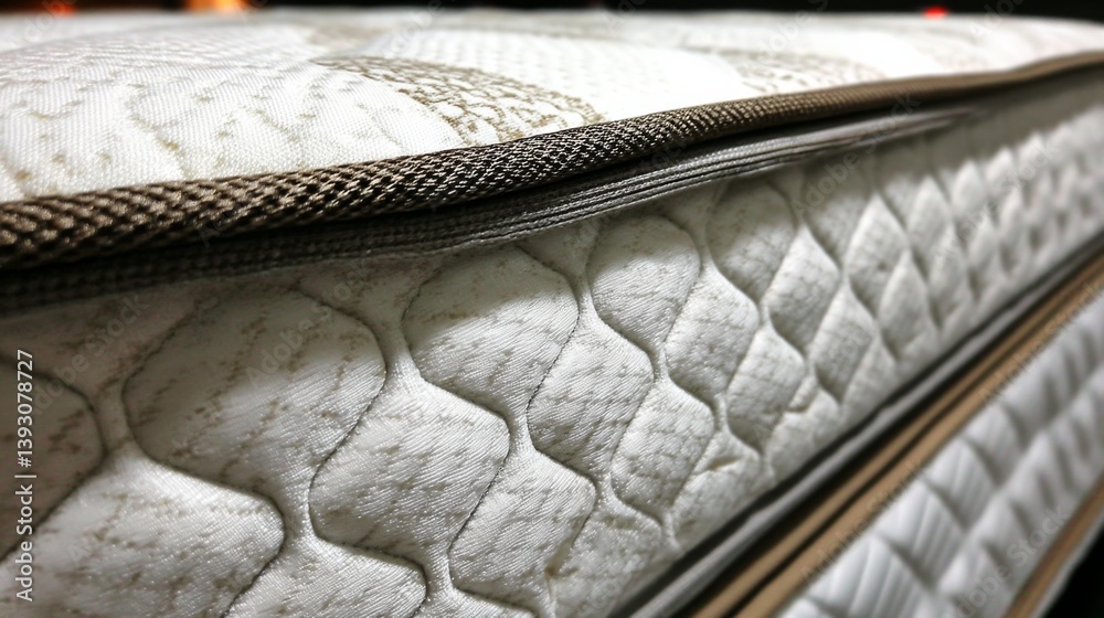 Close-up of a textured mattress showcasing its intricate stitching and design
