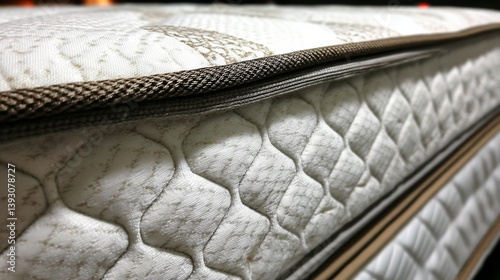 Obraz na płótnie Close-up of a textured mattress showcasing its intricate stitching and design w salonie