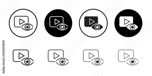 video Views icon outline collection or set in black and white