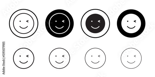 Winking eye icon outline collection or set in black and white