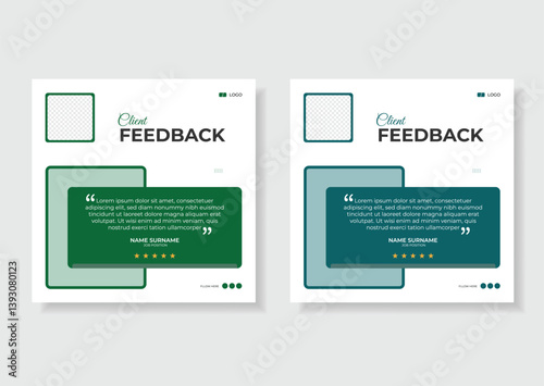 Testimonials or review by customer and post for social media, web banner template layout.
