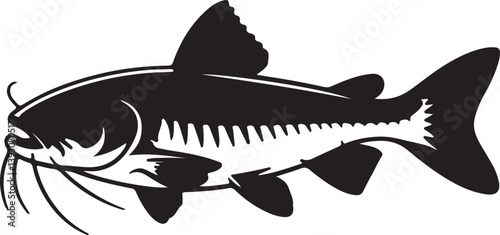 Catfish outline silhouette Catfish ocean and River Fish Line Icon Set. Dive into a Sea of Creative Icons with Fish and Seafood Stock Vectors, Includes Illustrations of Fish Scales Black and white
