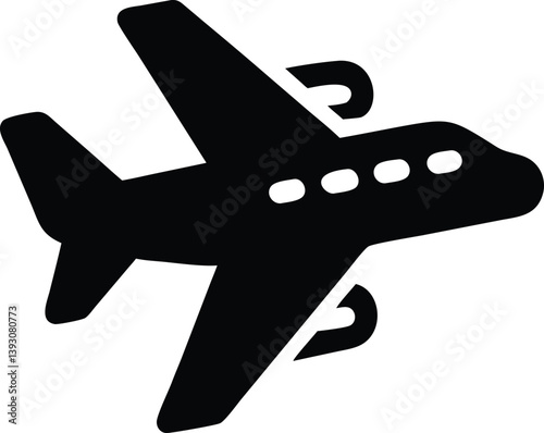 Simple Black Plane with Visible Thrust and a Transparent Background Design