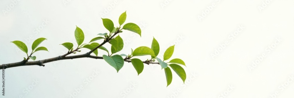 Single isolated branch on white background with subtle light source, branches, trees Single isolated branch on white background with subtle light source, branches, trees
