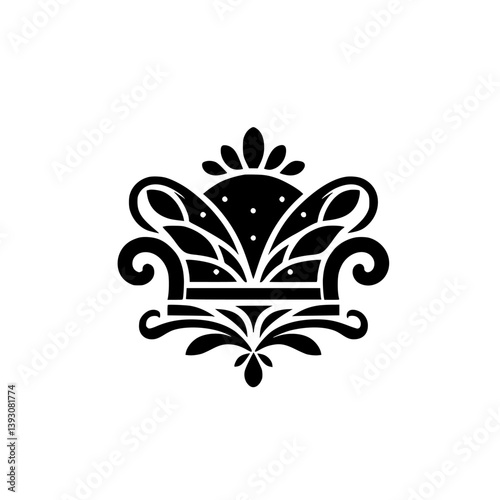 Royal Crest Silhouette: Elegant Crown Design on White