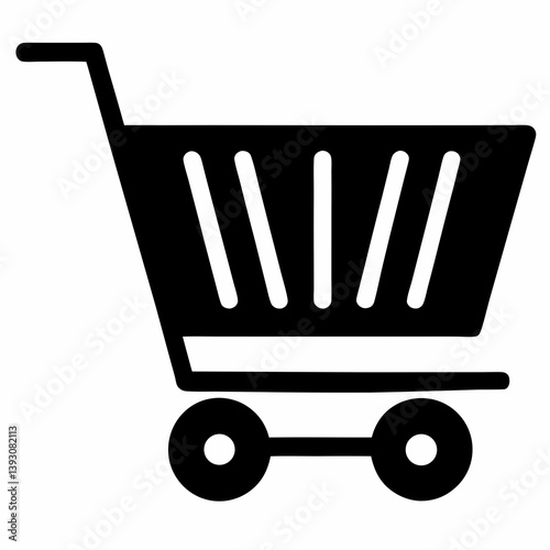 Shopping Cart Silhouette Icon – Black Retail Trolley Symbol for E-commerce
