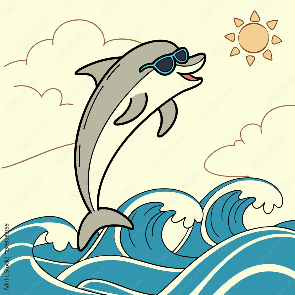 Obraz premium Sunglass-wearing dolphin jumping from ocean