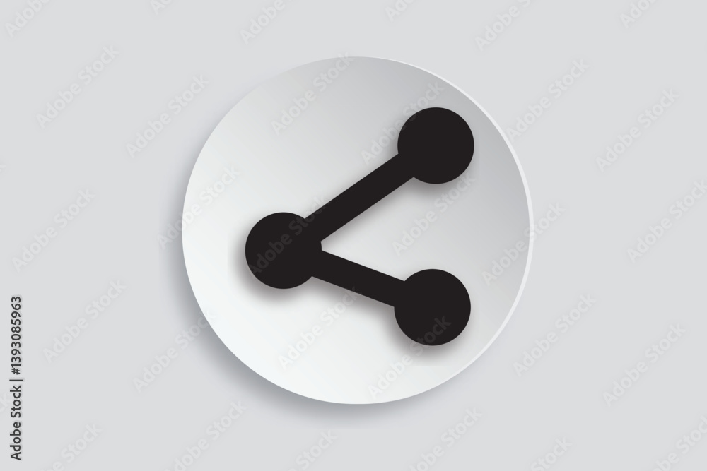 Share icon in circular button style, symbolizing social sharing, data transmission, and communication. Share icon in circular button style, symbolizing social sharing, data transmission, and communication.