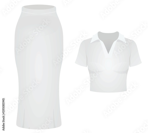Short sleeve t shirt and skirt. vector