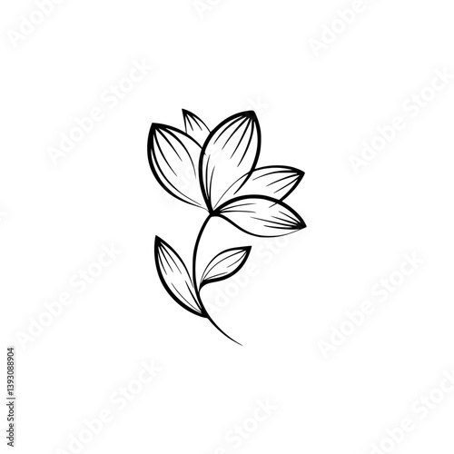 Minimalist Floral Line Art, Black & White Botanical Illustration