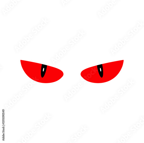 Scary Red Monster Animal Eyes. Vector illustration.