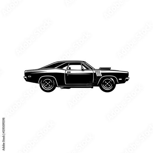 silhouette muscle car logo vector siluet design stencil	
