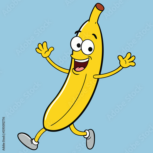 Happy Cartoon Banana with Smiling Face Illustration