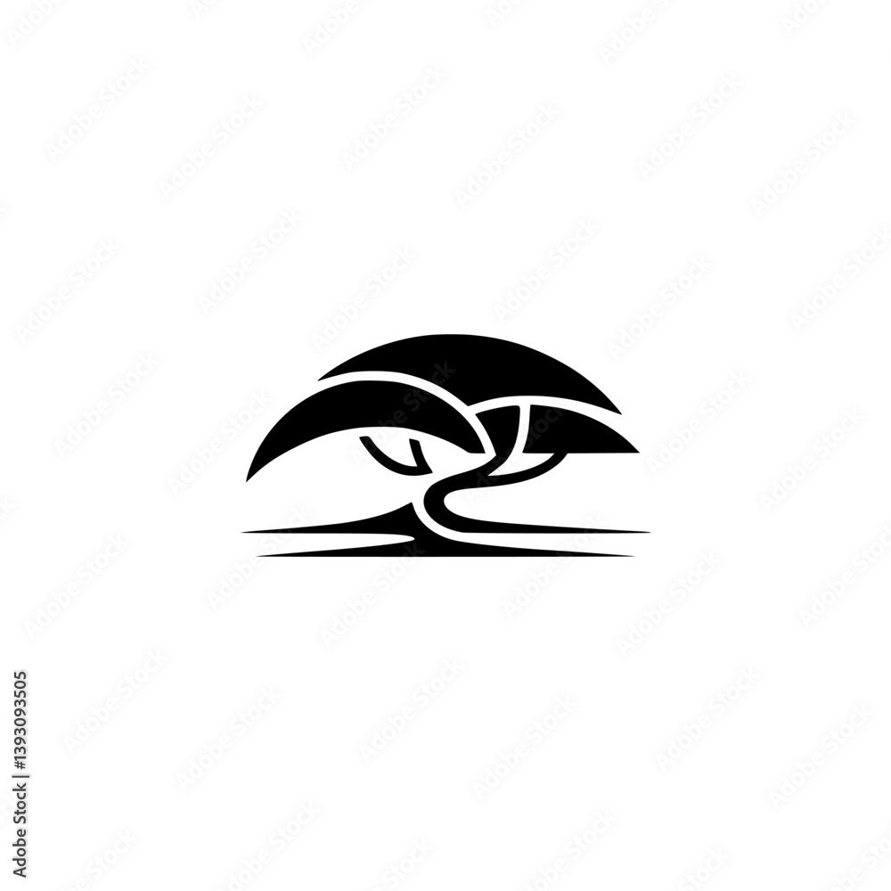 Minimalist Black Tree Logo, Clean Design on White Background Minimalist Black Tree Logo, Clean Design on White Background
