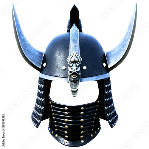 feudal samurai helmet isolated on transparent background