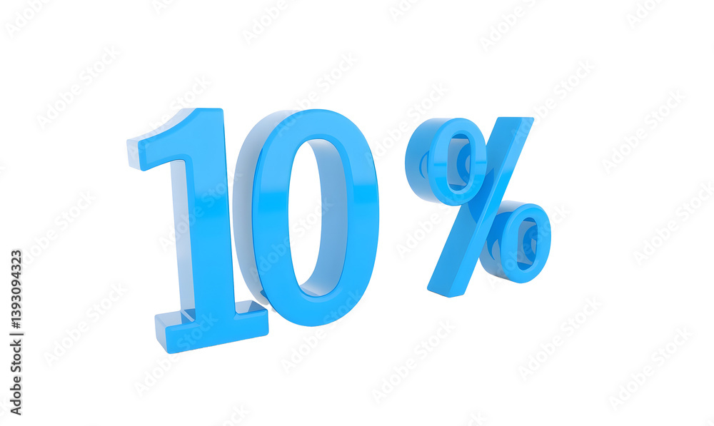 3d rendering of a blue 10 percent sign on a white background 3d rendering of a blue 10 percent sign on a white background