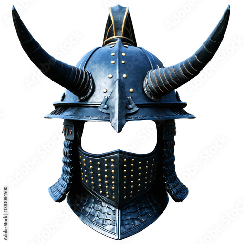 feudal samurai helmet isolated on transparent background