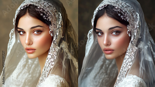 woman's face, beauty concept before and after contrast,  power of retouch