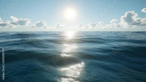 Ocean Serenity: Sunlit Waves and Azure Horizon