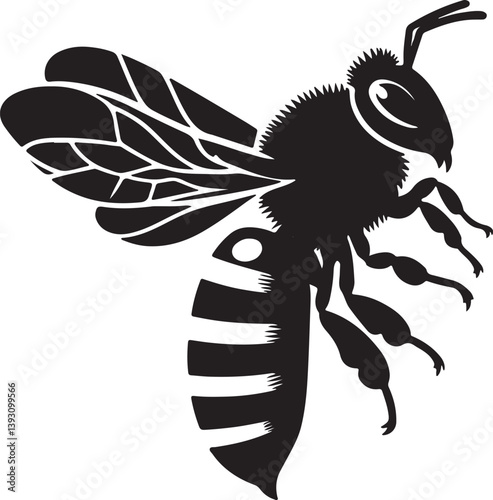 Silhouette vector design of Bee on white background 