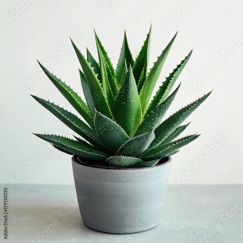 Aloe Vera Plant in a Gray Pot