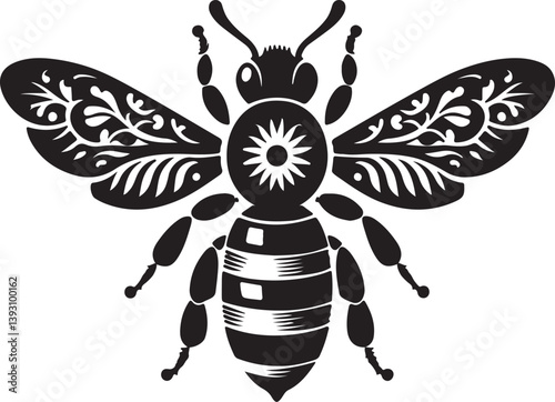Silhouette vector design of Bee on white background 