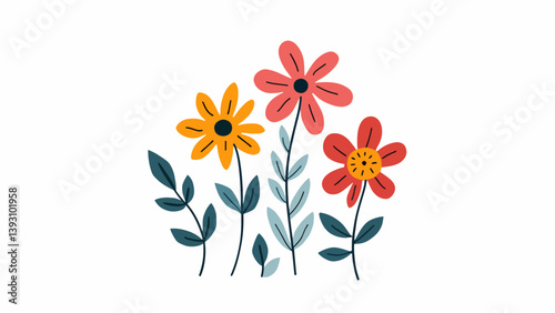 bouquet of flowers, Flowers color seamless Pattern in Scandinavian 