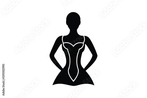 Women corset icon silhouette on white background