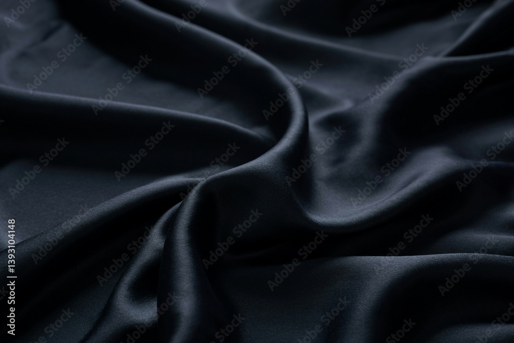 Obraz premium Elegant Black Silk Fabric Texture Background With Subtle Waves And Folds